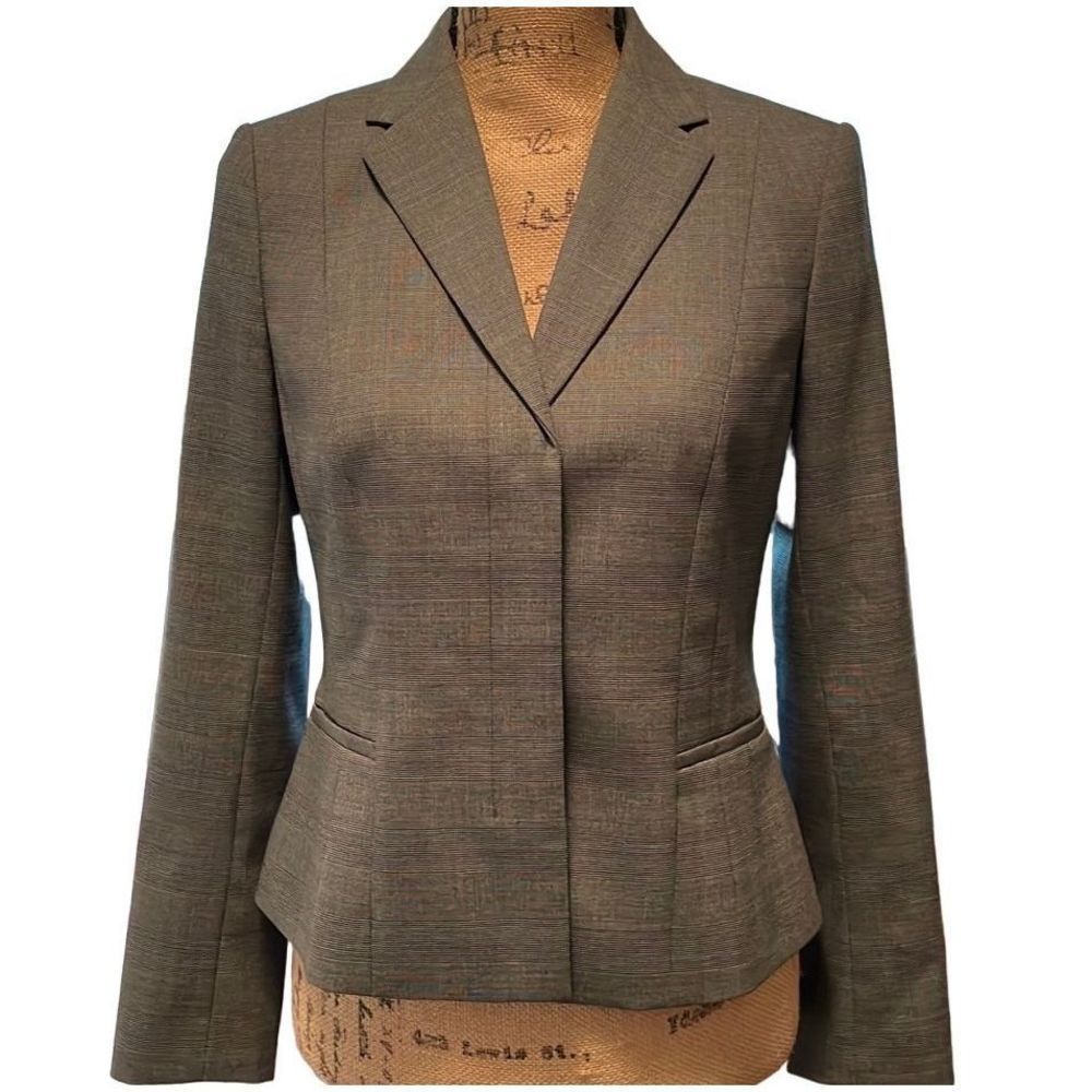 EUC! Ann Taylor Gray Black Wool Blend Hidden 3 Button Blazer - Size 6P